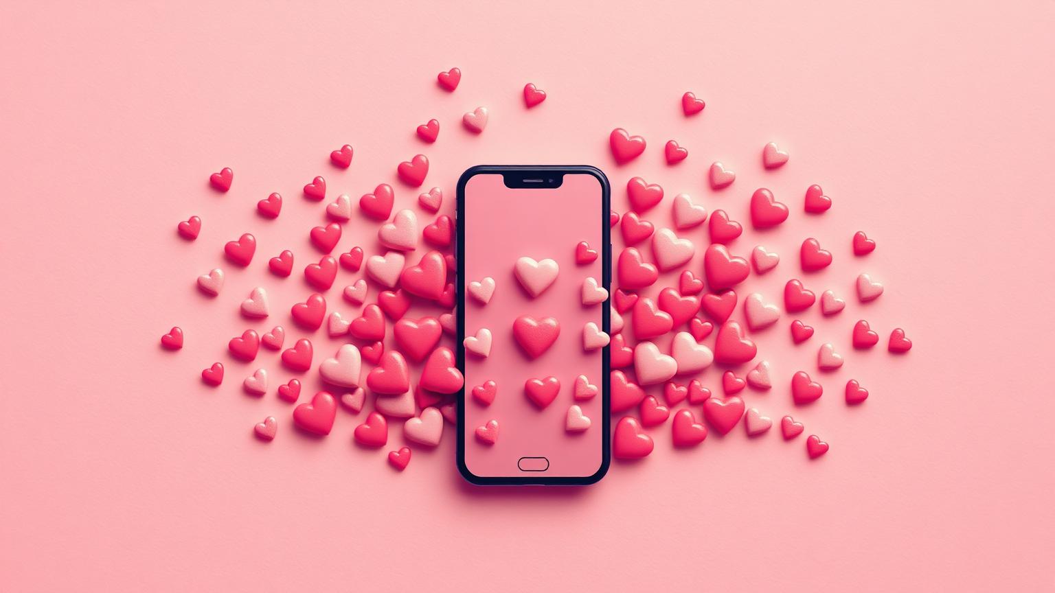 A cascade of romantic text messages arriving in quick succession on a phone screen.
