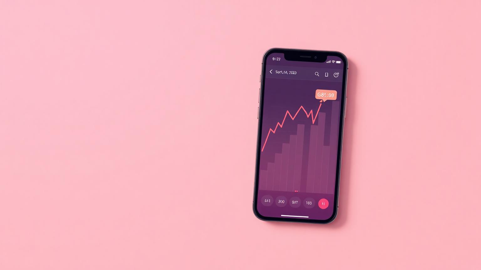 A smartphone displaying a fake cryptocurrency trading dashboard with rising numbers, representing a pig butchering scam.